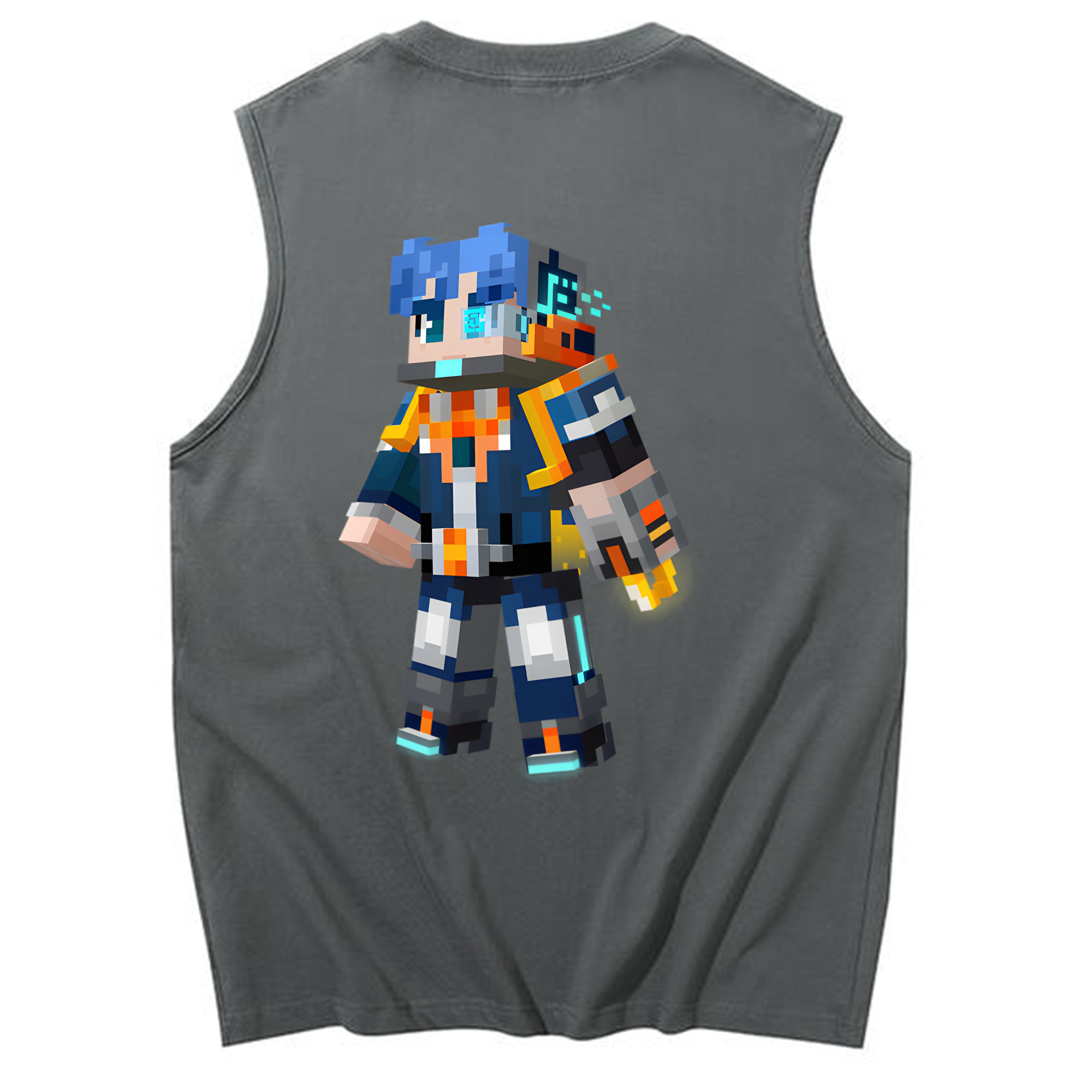 （画像用） マインクラフト ブロックの世界 Minecraft MC Block world コットン100％タンクトップ（背面プリント）
